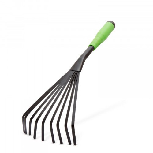 Grebla de mana pt. frunze, maner ergonomic, otel vopsit, lungime 41 cm, culoare verde/negru