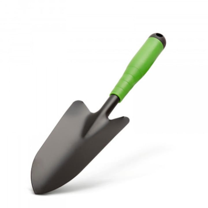 Harlet de mana pentru sadit - metal- 31 cm, maner ergonomic, otel vopsit, culoare verde/negru