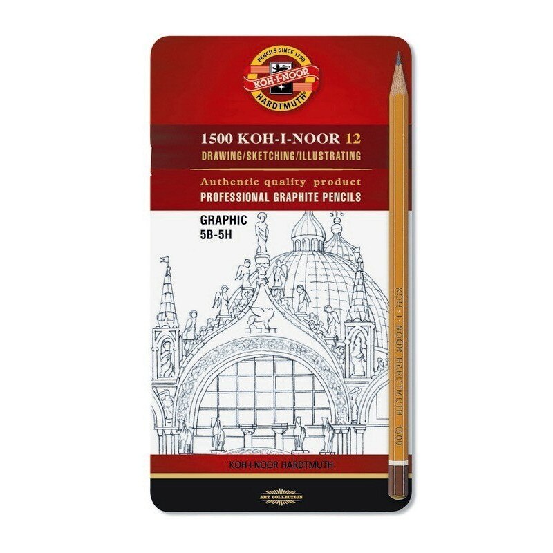 Set creioane grafit Koh-i-Noor ,12BUC/SET(5B-5H),175mm
