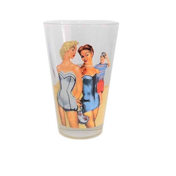 Set 3 pahare long drink, 315 ml, decor 50’s Collection on Beach, Cerve