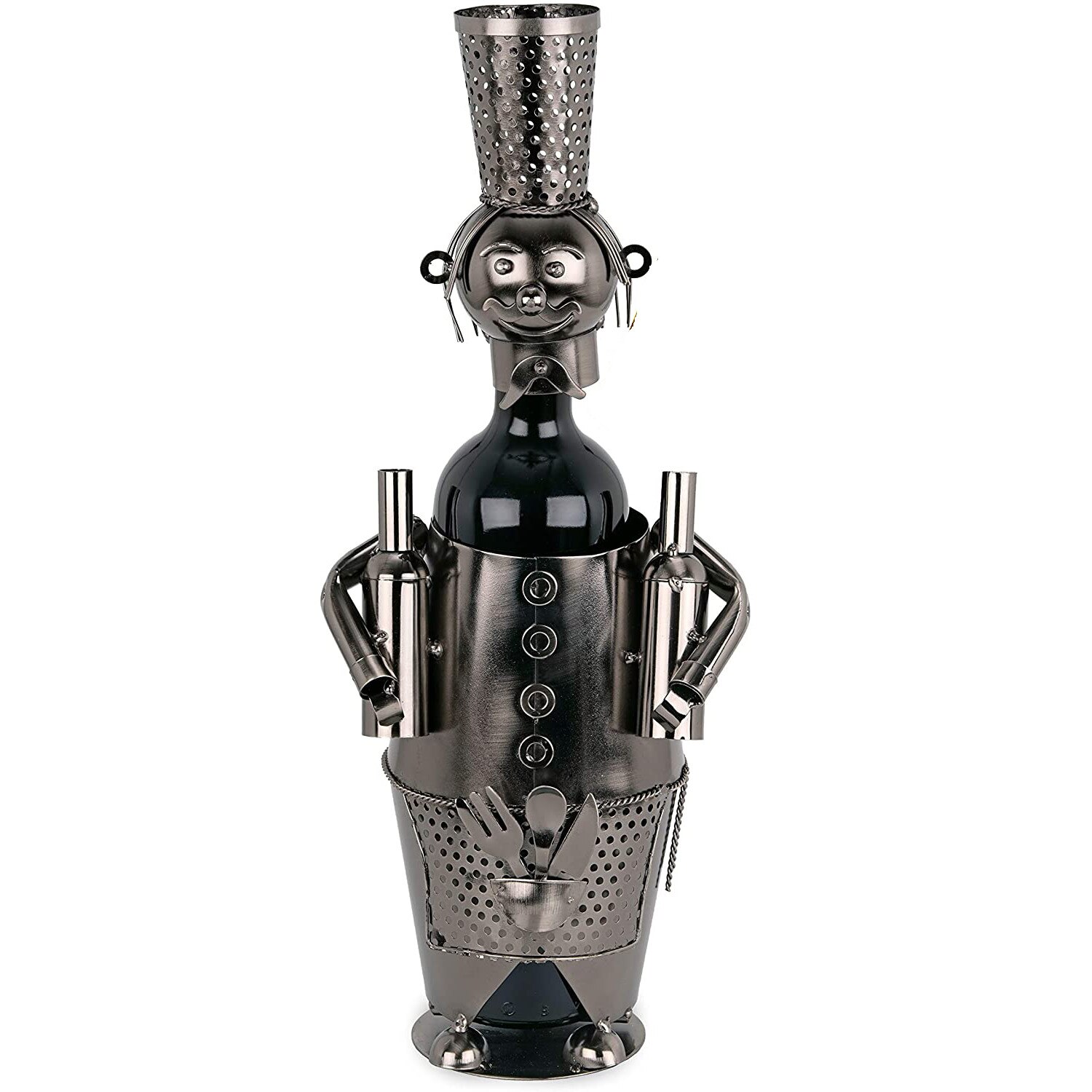 Suport pentru Sticla Vin, model Barman, Metal Lucios, Capacitate 1 Sticla H 38 cm