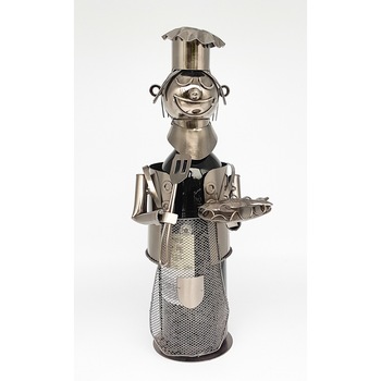 Suport pentru Sticla Vin, model Bucatar, Metal Lucios, Capacitate 1 Sticla, H 33.5 cm Suport pentru Sticla Vin, model Bucatar, Metal Lucios, Capacitate 1 Sticla, H 33.5 cm