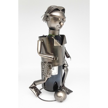 Suport pentru Sticla Vin, model Fotbalist, Metal Lucios, Capacitate 1 Sticla H 33 cm Suport pentru Sticla Vin, model Fotbalist, Metal Lucios, Capacitate 1 Sticla H 33 cm