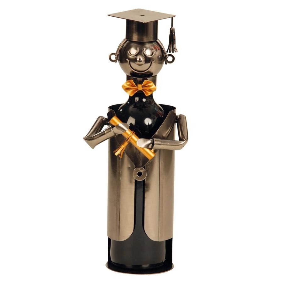 Suport pentru Sticla Vin, model Student, Metal Lucios, Capacitate 1 Sticla H 22 cm