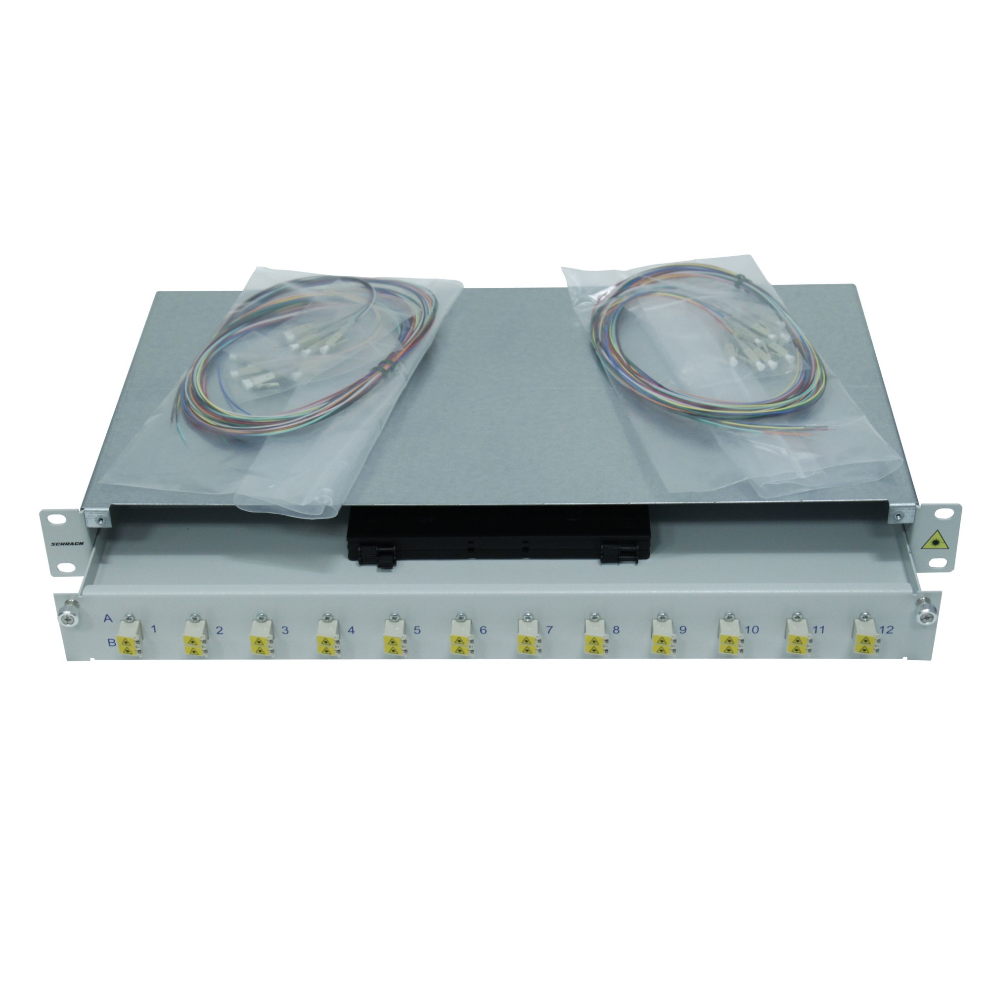 Splicebox, Schrack, 4 fibre, conector LC, fibra 50/125µm OM2, culisant, 19