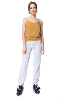 Pantaloni scurti cu talie inalta, din piele ecologica, CuAnna, camel, S, Gri Pantaloni scurti cu talie inalta, din piele ecologica, CuAnna, camel, S, Gri