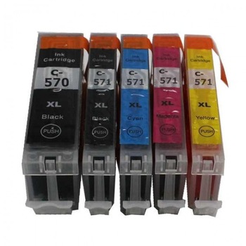 Set complet 5 Cartuse compatibile XL, PGI-570 BK , CLI-571 Cyan, Magenta si Yellow Set complet 5 Cartuse compatibile XL, PGI-570 BK , CLI-571 Cyan, Magenta si Yellow