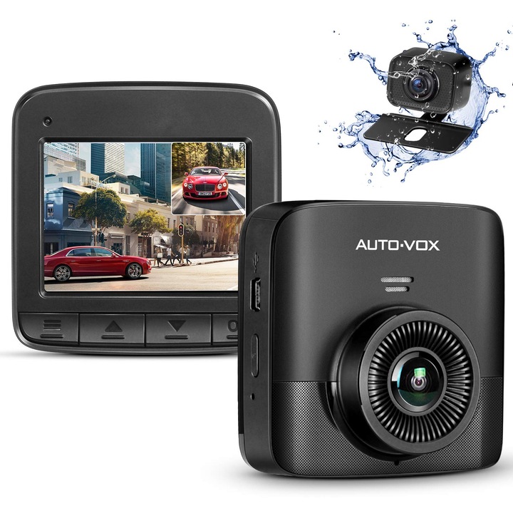 Camera Auto DVR AutoVox D5 PRO, Camera Dubla, 2.4K 2688x1520 Frontal, Senzor OV4689 Display Super LTPS 2,31", G Senzor, Lentile 6G A+ WDR