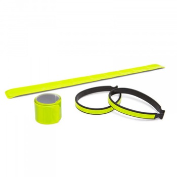 Set 4 buc - 2 buc. benzi reflectorizante elastice cu armatura otel, pt. brate si gambe/ 2 buc. cleme elastice cu armatura otel, reflectorizante pt fixarea pantalonilor Set 4 buc - 2 buc. benzi reflectorizante elastice cu armatura otel, pt. brate si gambe/ 2 buc. cleme elastice cu armatura otel, reflectorizante pt fixarea pantalonilor