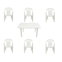 set masa pentru 6 persoane cu 6 scaune de culoare alba din plastic rezistenta uv si umiditate ats imagen 30_0_
0