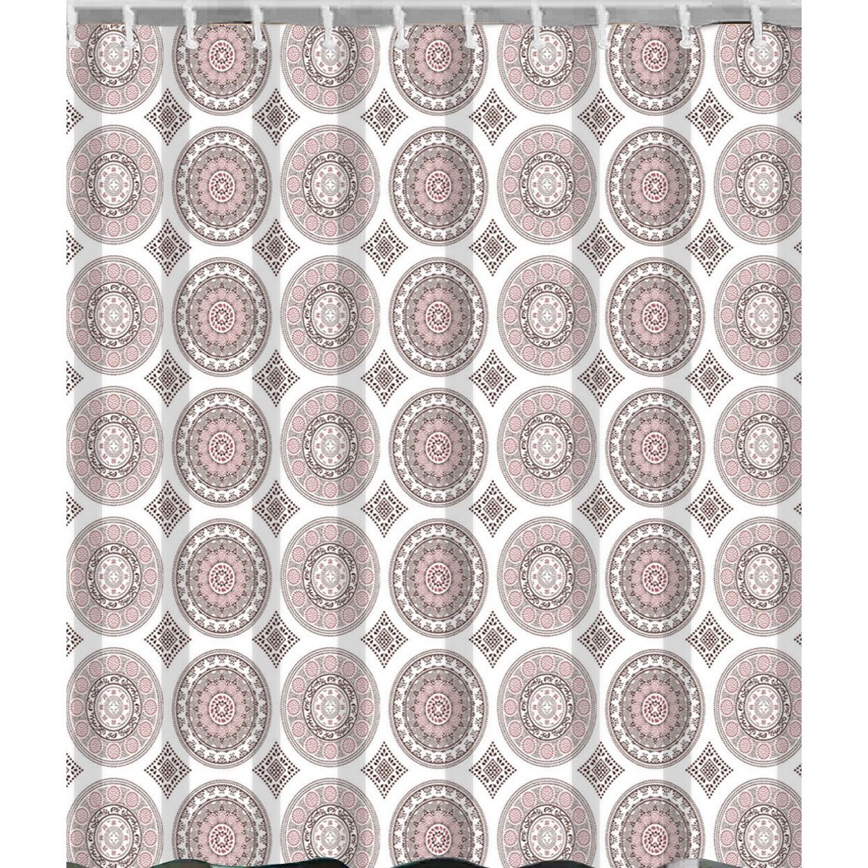 Perdea de baie, Zola, 180 x 180 cm - model cercuri roz