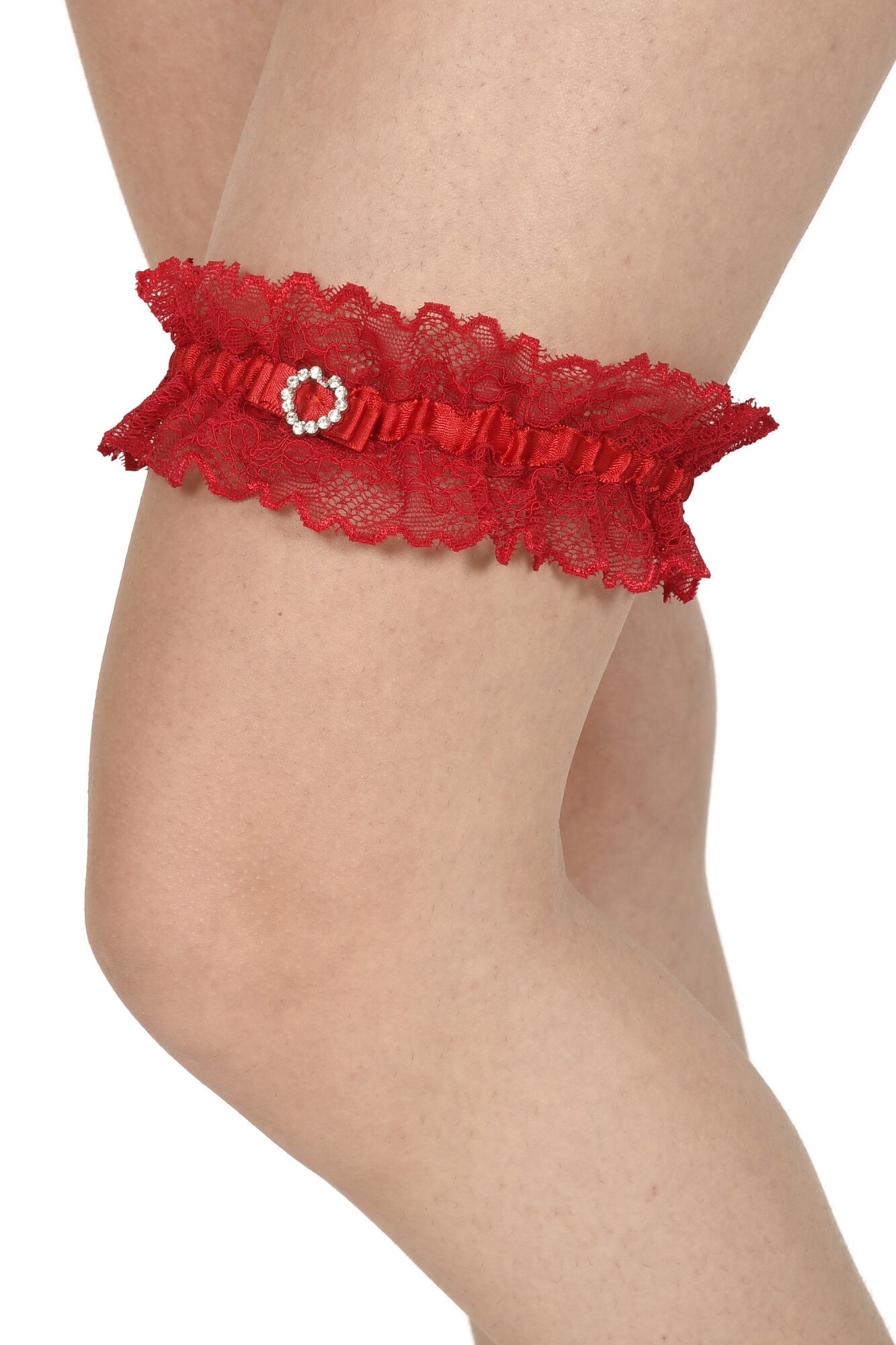 Jartiera din dantela cu accesoriu inimioara, Lemila, Rosu