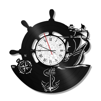 Ceas de perete Vintage din vinil Revival Vinyl Wall Clock Timona Corabie - diametru 29cm Ceas de perete Vintage din vinil Revival Vinyl Wall Clock Timona Corabie - diametru 29cm