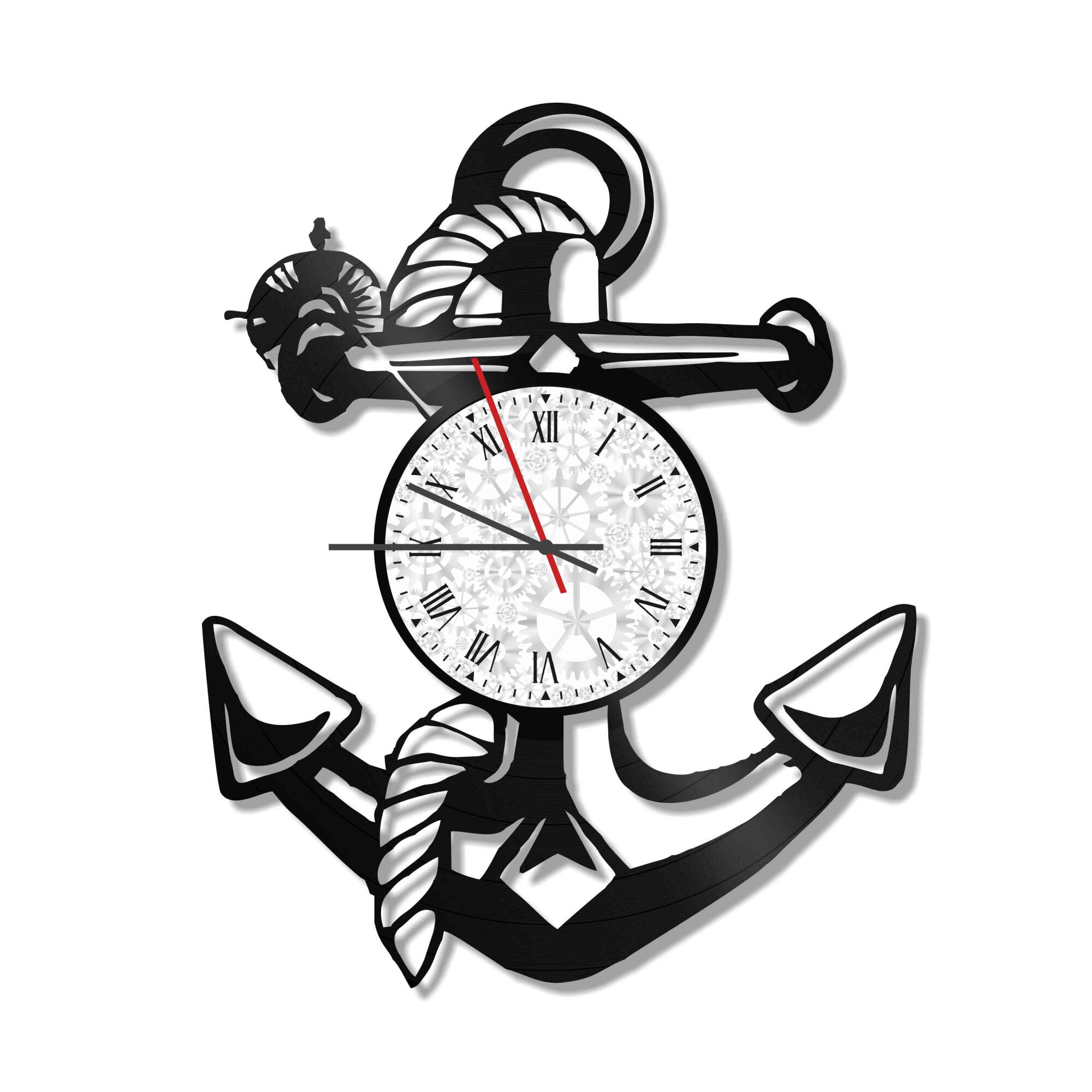 Ceas de perete Vintage din vinil Revival Vinyl Wall Clock Ancora - diametru 29cm