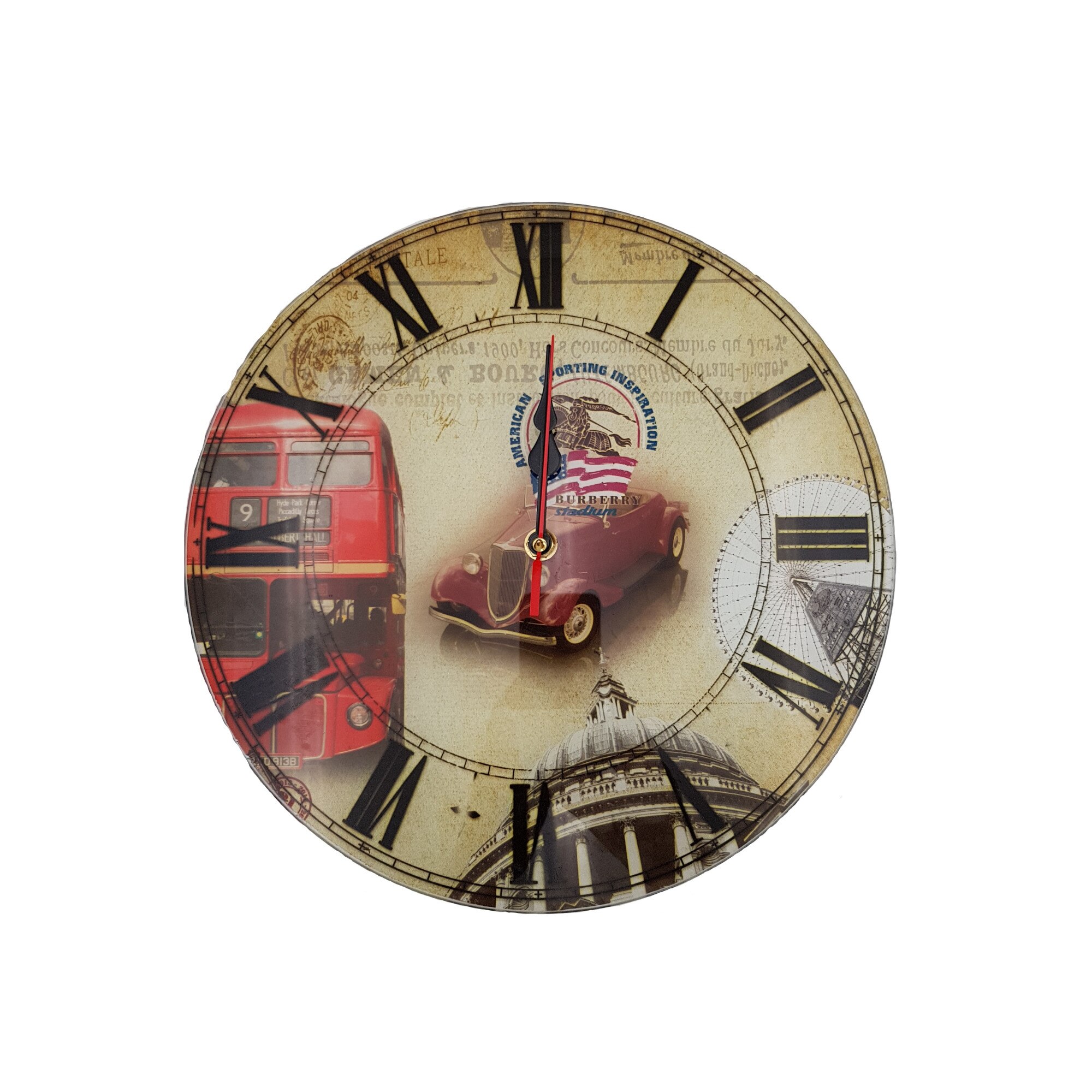 Ceas decorativ, perete, sticla, car