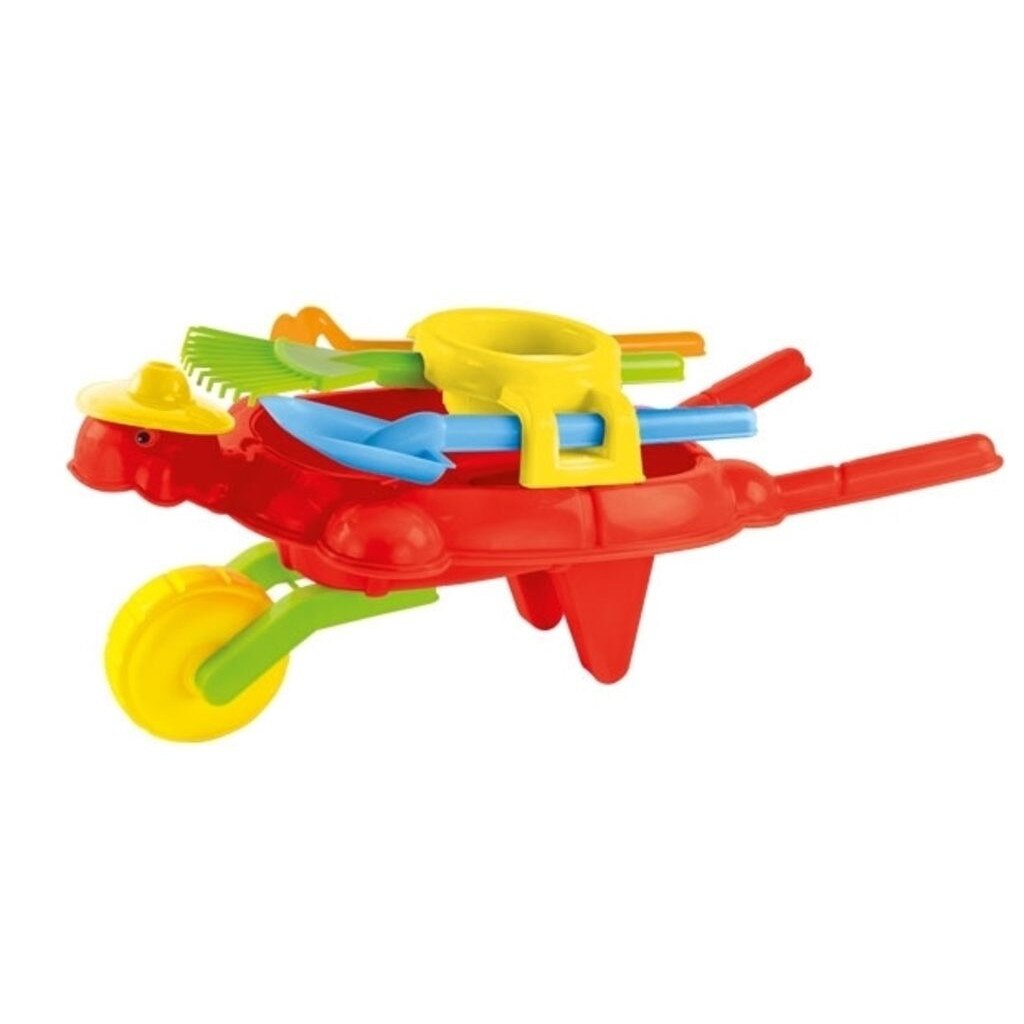 Roaba din plastic Mochtoys cu unelte pentru joaca in nisip, rosu