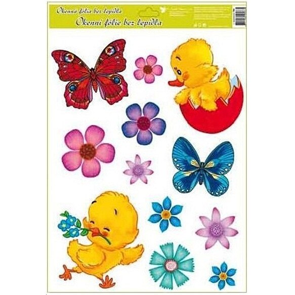 Sticker pentru geam, Pasti fluturi si puisori, 30 x 42 cm