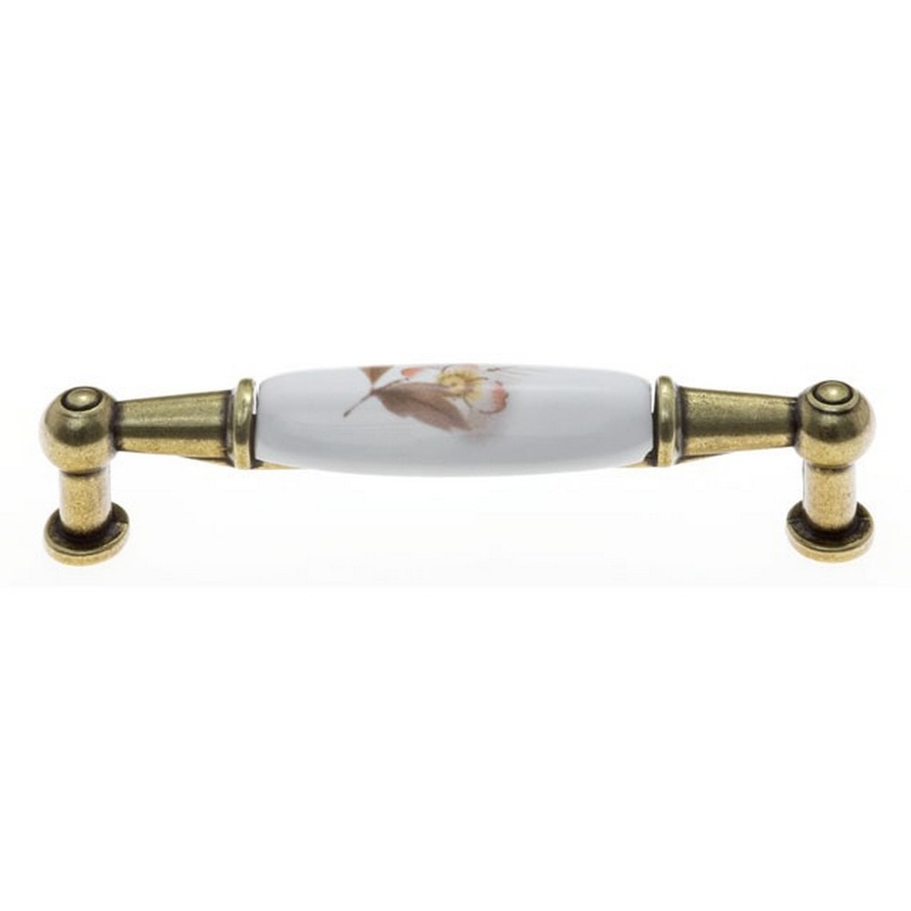 Maner mobila E038 portelan floare maro, 96mm