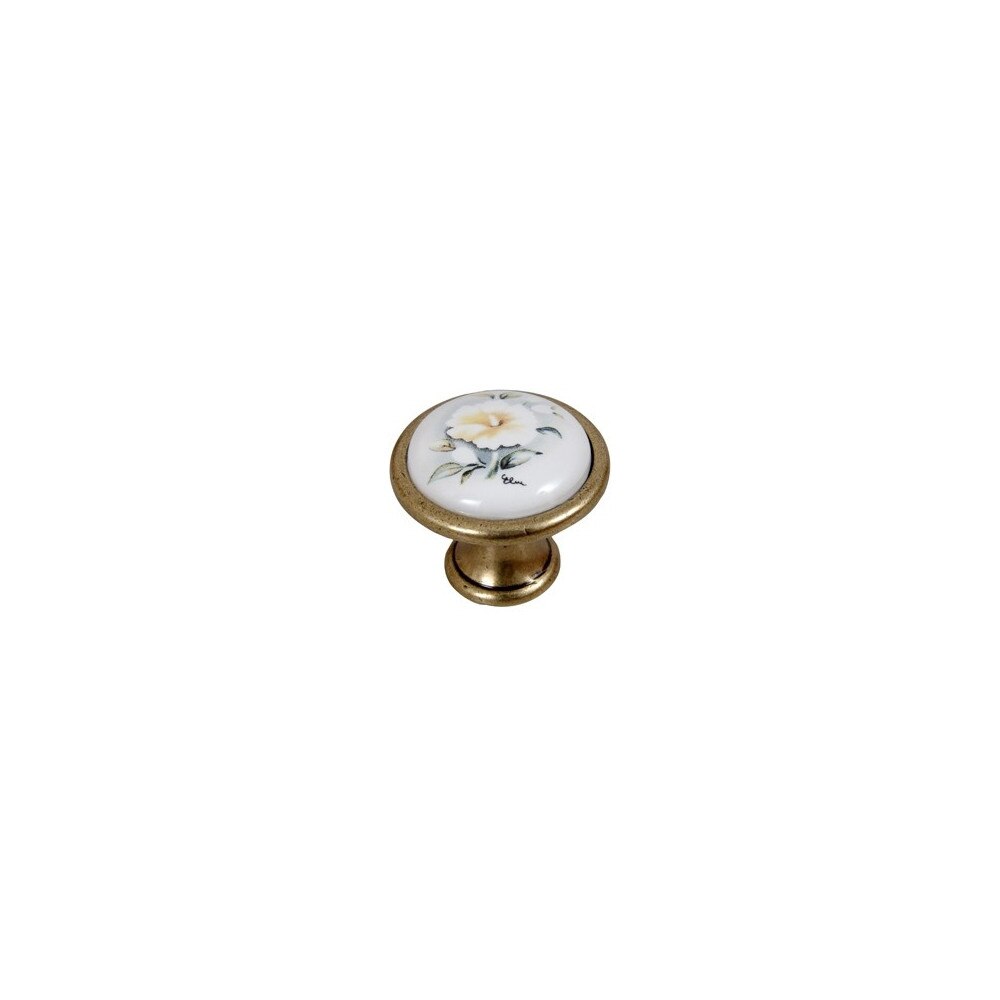 Buton mobila E053 portelan floare gri, 33mm