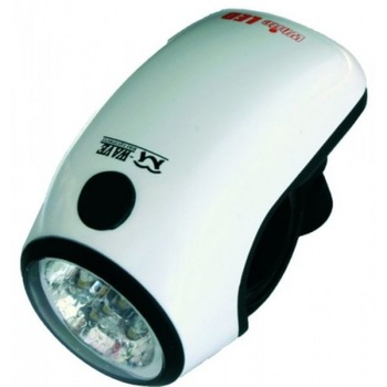 Lampa pentru bicicleta cu montare pe fata cadrului , are cinci leduri si doua moduri de luminare , intermitent si constant , bateriile nu sunt incluse Lampa pentru bicicleta cu montare pe fata cadrului , are cinci leduri si doua moduri de luminare , intermitent si constant , bateriile nu sunt incluse