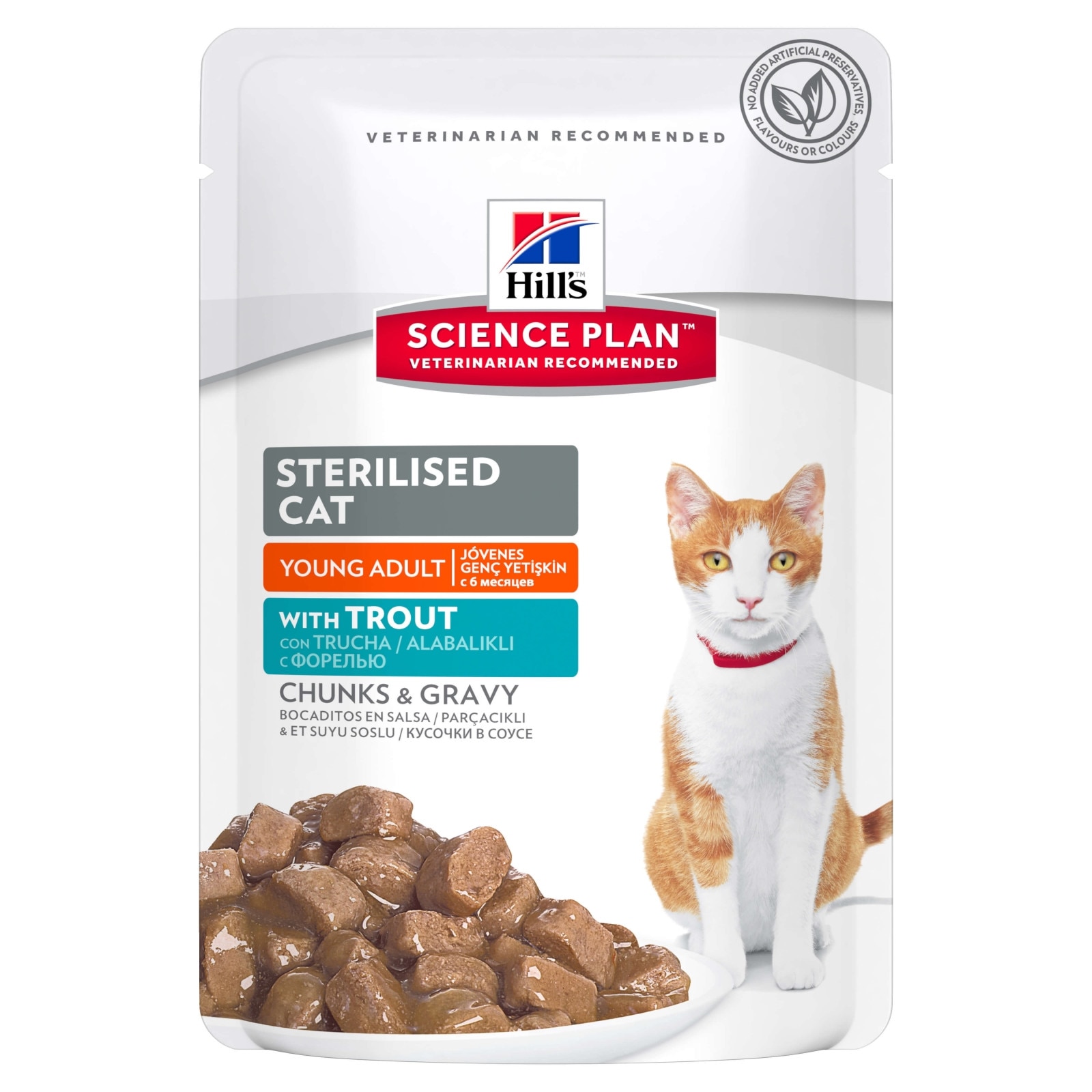 Pachet 12x85 g Hill's SP Feline Young Adult Sterile cu Pastrav