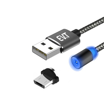 Cablu de incarcare EVT® PREMIUM MAGNETIC, micro-USB, conector metalic din aluminiu, invelis protector din nylon composit impletit, pentru telefon sau tableta Android, USB, micro-USB, 5V, 2A, 1m, LED, NEGRU Cablu de incarcare EVT® PREMIUM MAGNETIC, micro-USB, conector metalic din aluminiu, invelis protector din nylon composit impletit, pentru telefon sau tableta Android, USB, micro-USB, 5V, 2A, 1m, LED, NEGRU