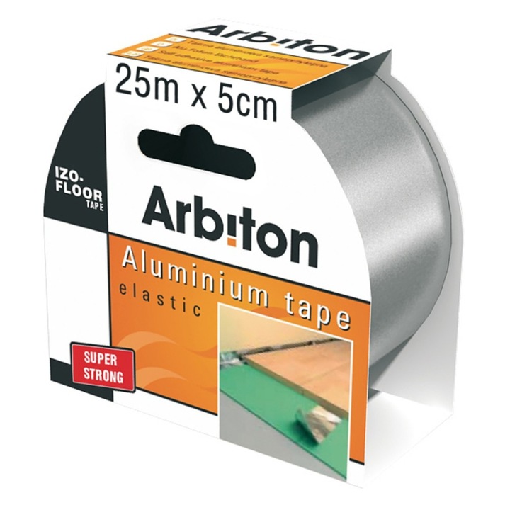 Banda adeziva pentru izolare pardoseala, Arbiton Izo-Tape, aluminiu, 25 m x 50 mm