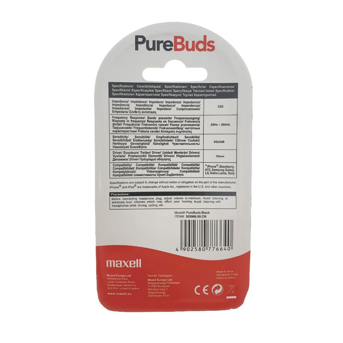 Casti audio in-ear Maxell Pure Buds cu microfon , negre