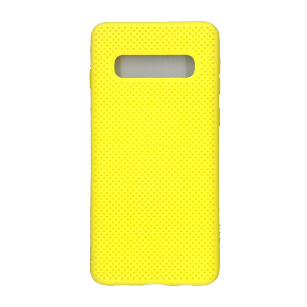 Husa din silicon cu perforatii si interior de microfibra pentru Samsung Galaxy S10 Plus - Eurocell High End Galben