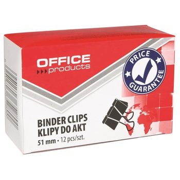 Clips metalic OFFICE Products, 51 mm, 12 bucati, negru Clips metalic OFFICE Products, 51 mm, 12 bucati, negru