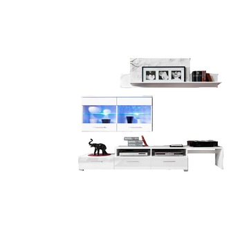 Biblioteca Zara, Cb, Alb/Alb Lucios, 2194X614x430 mm Biblioteca Zara, Cb, Alb/Alb Lucios, 2194X614x430 mm