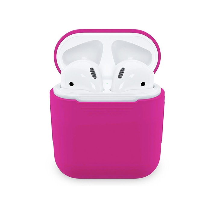 Husa suport casti compatibila cu Apple AirPods, Rose, BBL718