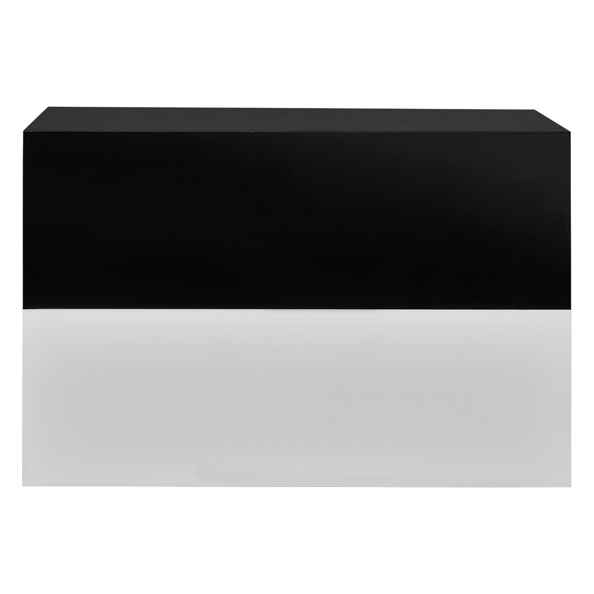 Set 2 x comoda suspendata cu 2 sertare Model 10, en.casa, MDF, 46 x 30 x 15 cm- alb lacuit lucios/negru lacuit lucios