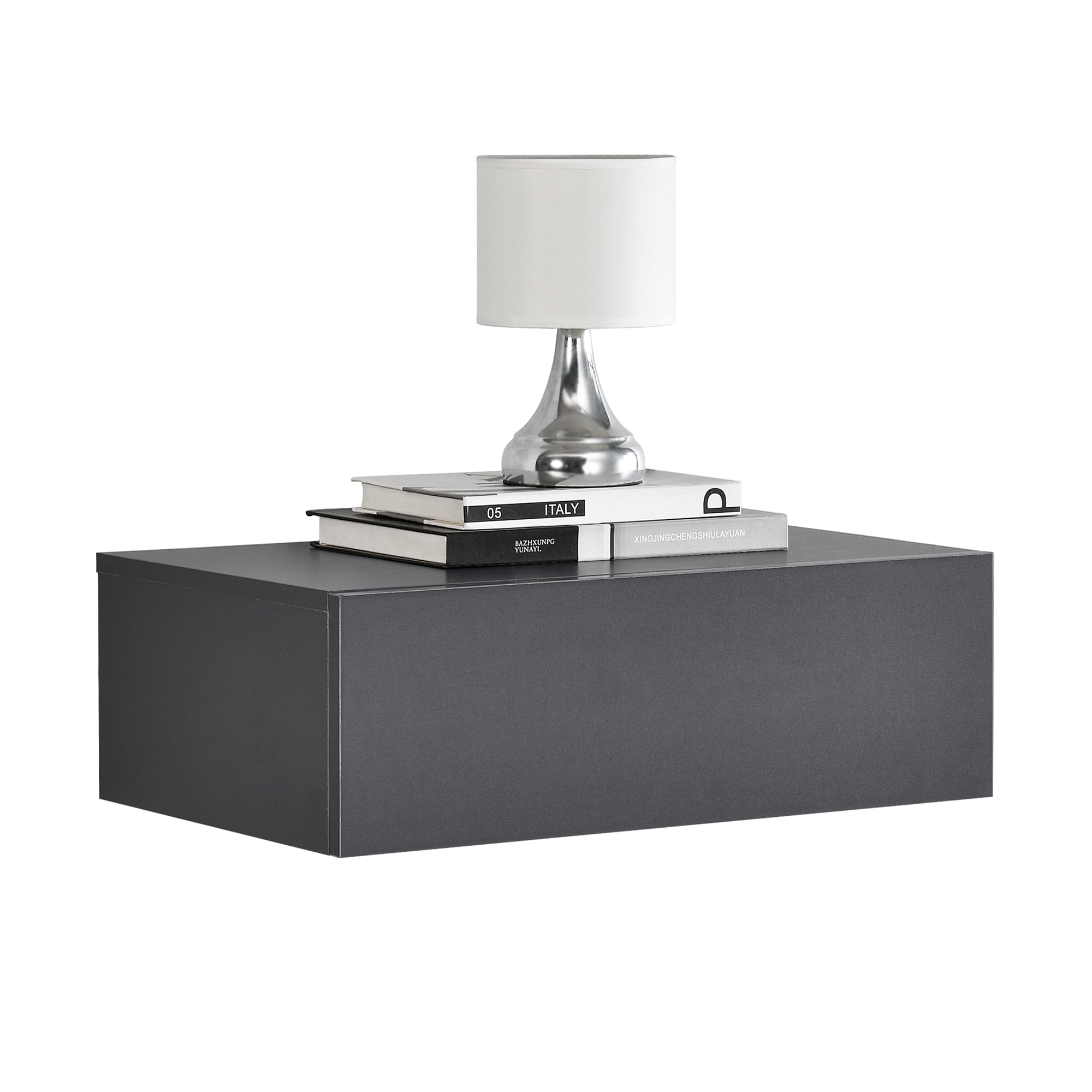 Comoda Model 2, en.casa, MDF, 46 x 30 x 15 cm, cu 1 sertar - gri inchis