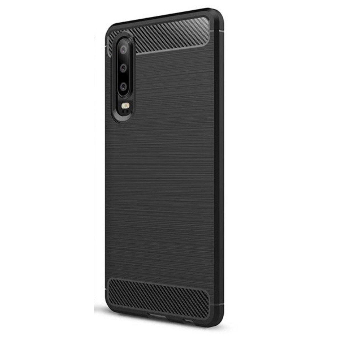 Husa spate antisoc Bibilel silicon cu insertii carbon, pentru Huawei P30, Negru, BBL715