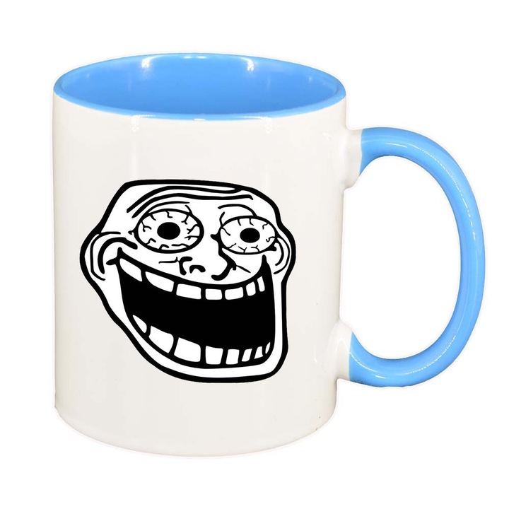 Чаша "Troll Meme", син интериор, 330 мл, D552