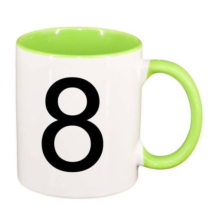 Cana "Number", interior verde deschis, 330ml, D561