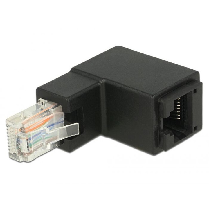 RJ45 UTP szögadapter cat 6 TM fekete, Delock 86424