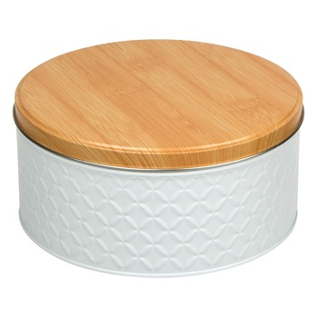 Cutie metalica pentru biscuiti, Zola, alba, 19,5x9 cm Cutie metalica pentru biscuiti, Zola, alba, 19,5x9 cm