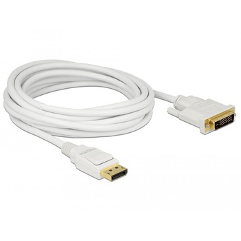 Cablu Displayport, Delock, 1.2 tata - DVI 24+1 tata pasiv 5m; Alb Cablu Displayport, Delock, 1.2 tata - DVI 24+1 tata pasiv 5m; Alb