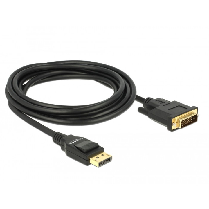 Кабел Displayport 1.2 мъжки - High Speed HDMI-A мъжки пасивен 4K, 3m; Делок, Блек