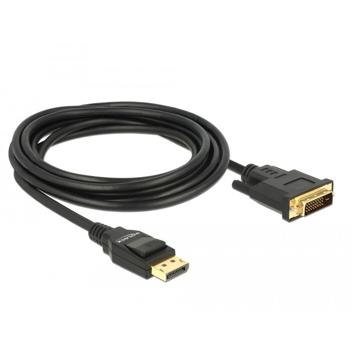 Cablu Displayport 1.2 tata - DVI 24+1 tata pasiv 3m; Delock , Negru