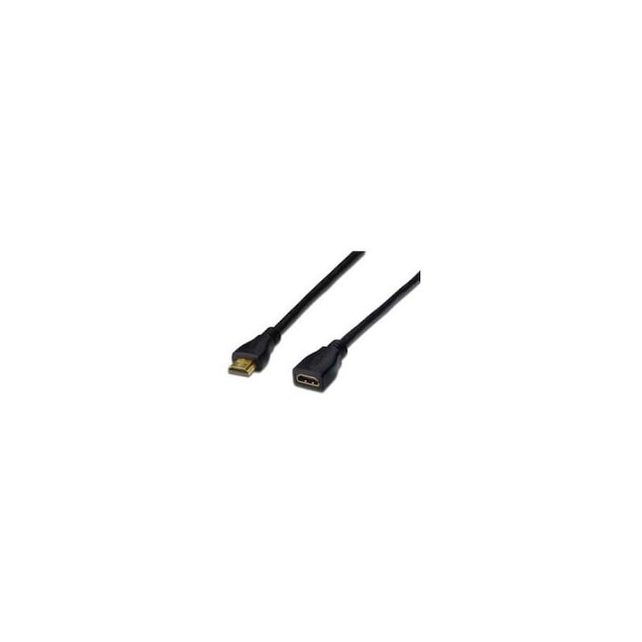 DIGITUS Assmann Nagy sebességű csatlakozókábel, HDMI-A dugó / HDMI-A alj, 5m, fekete