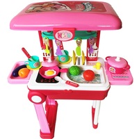 bucatarie de jucarie pentru copii pliabila tip troller little chef cu lumini si sunete roz imagen 17_0_
0