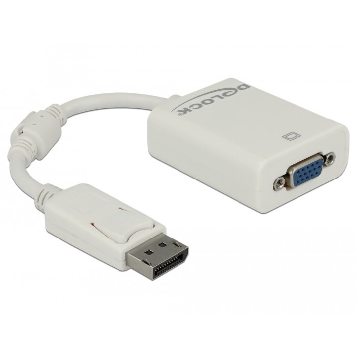 Адаптер Delock 61766, DisplayPort към VGA, 15-пиновTM, бял