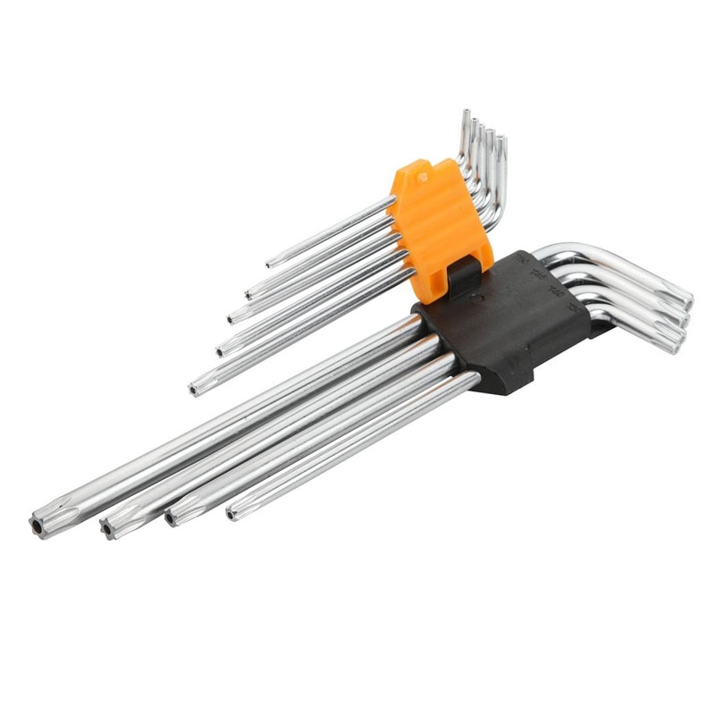 Set de 9 chei hexagonale torx cu brat extra-lung Cr-V T10-T 50