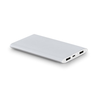 Baterie externa portabila, PowerBank 7200 mAh din aluminiu si 2 iesiri USB, Argintiu Baterie externa portabila, PowerBank 7200 mAh din aluminiu si 2 iesiri USB, Argintiu