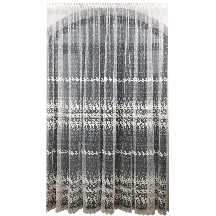 Mastel hímzett függöny, ráncolószalag, 500x240cm, elefántcsont