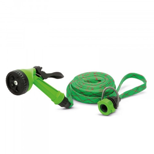 Set pentru stropit - furtun textil flexibil 10m, pistol de pulverizat 5 in 1