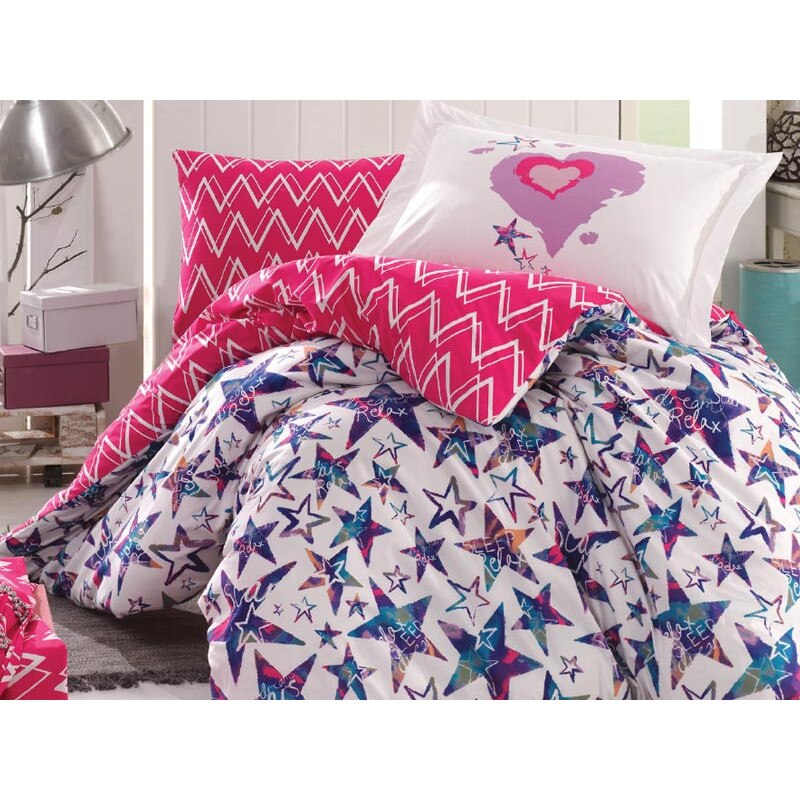 Lenjerie 1 Persoana, 3 Piese, Hobby model Carmen Fucsya Bumbac 100% Poplin